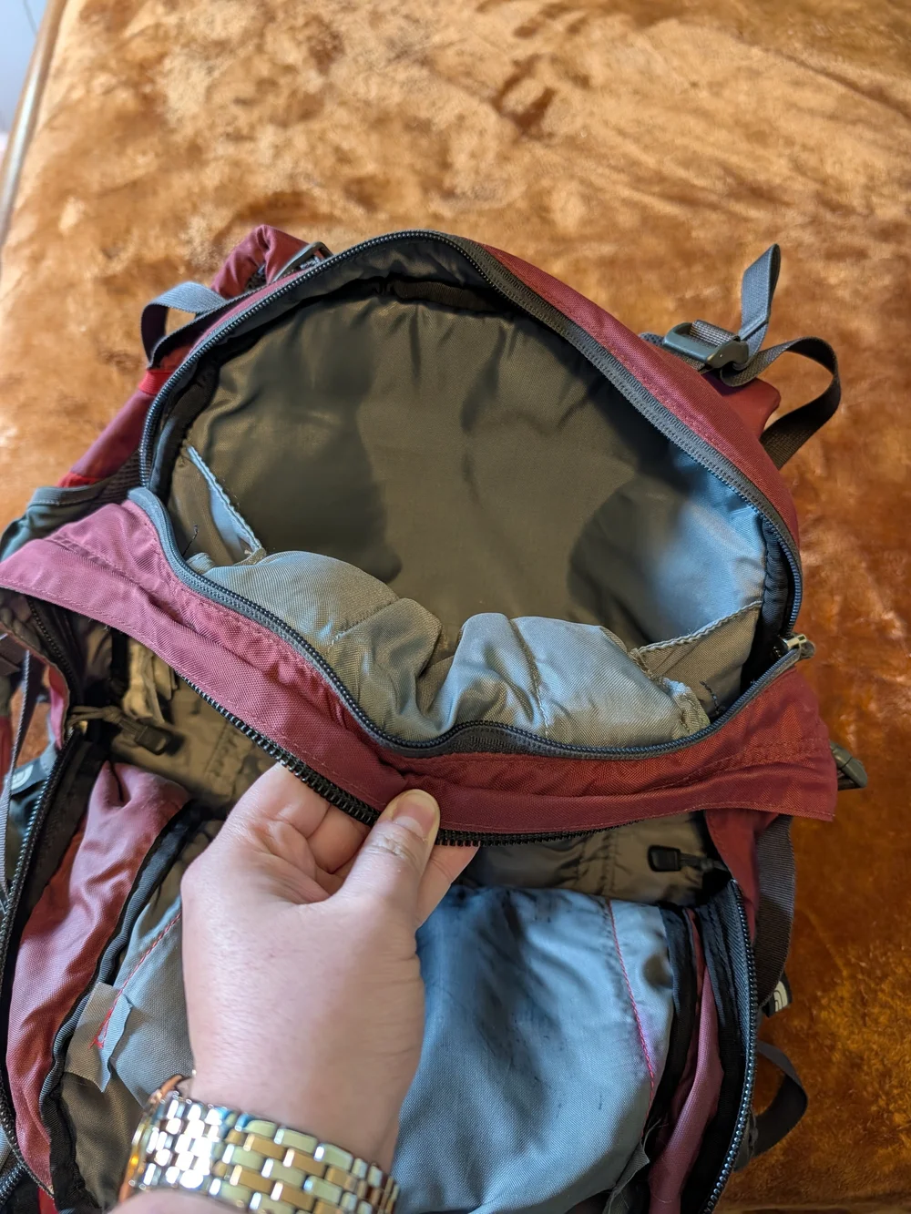 The North Face Men's Red and Gray Backpack